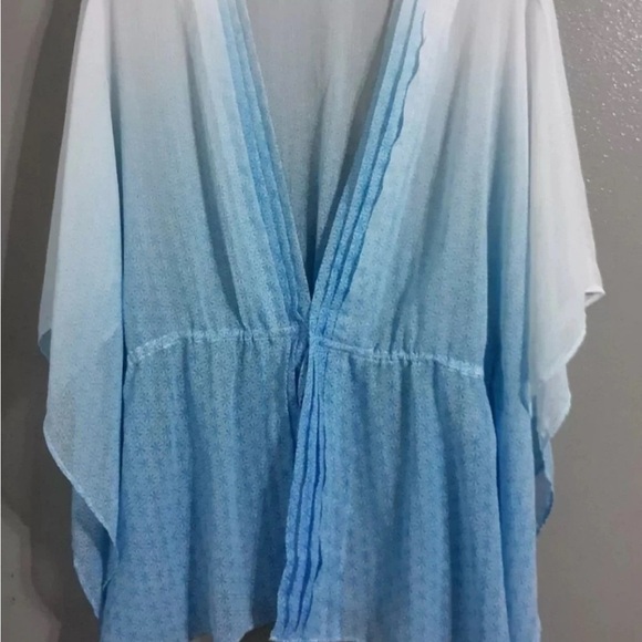 WOMAN'S APT.9 SHORT SLEEVE/ FRONT TIE BLUE BLOUSE TOP.SHEER.SIZE S - Picture 1 of 5